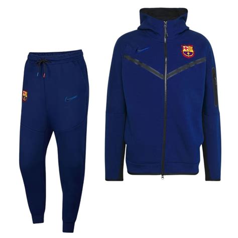 nike fc barcelona tech fleece trainingspak donkerblauw zilver
